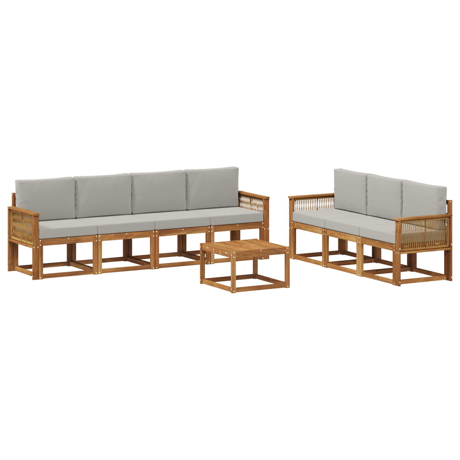 Conjunto de sofás de exterior 8 pcs Natural y Gris Claro