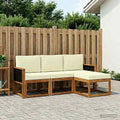 Conjunto de sofás de exterior con cojín 4 pcs Natural y Crema
