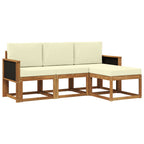 Conjunto de sofás de exterior con cojín 4 pcs Natural y Crema