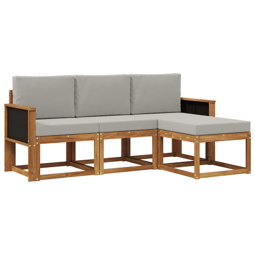 Conjunto de sofás de exterior 4 pcs Natural y Gris Claro