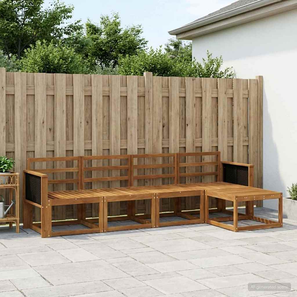 Conjunto de sofás de exterior 5 pcs Blanco y Antracita