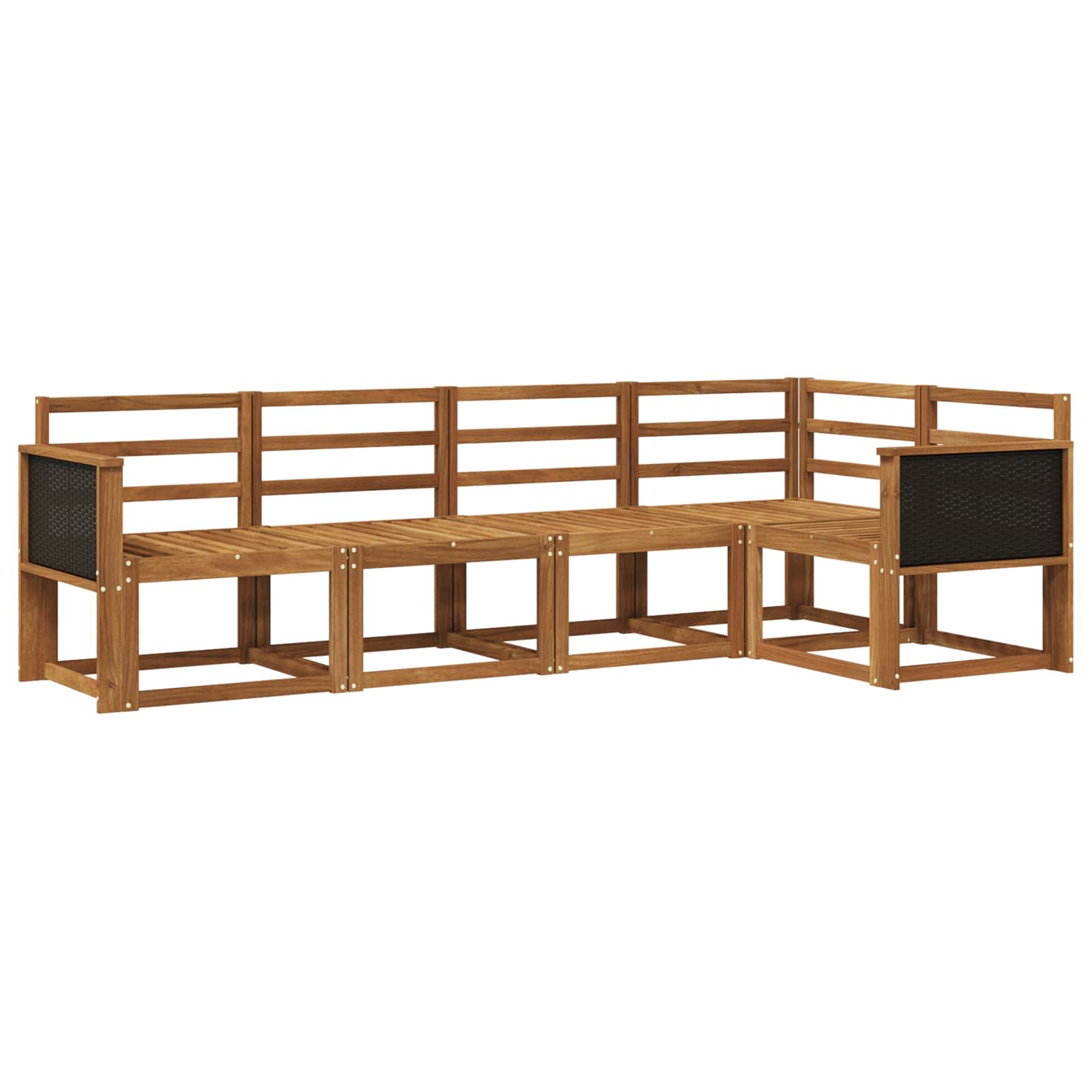 Conjunto de sofás de exterior 5 pcs Natural