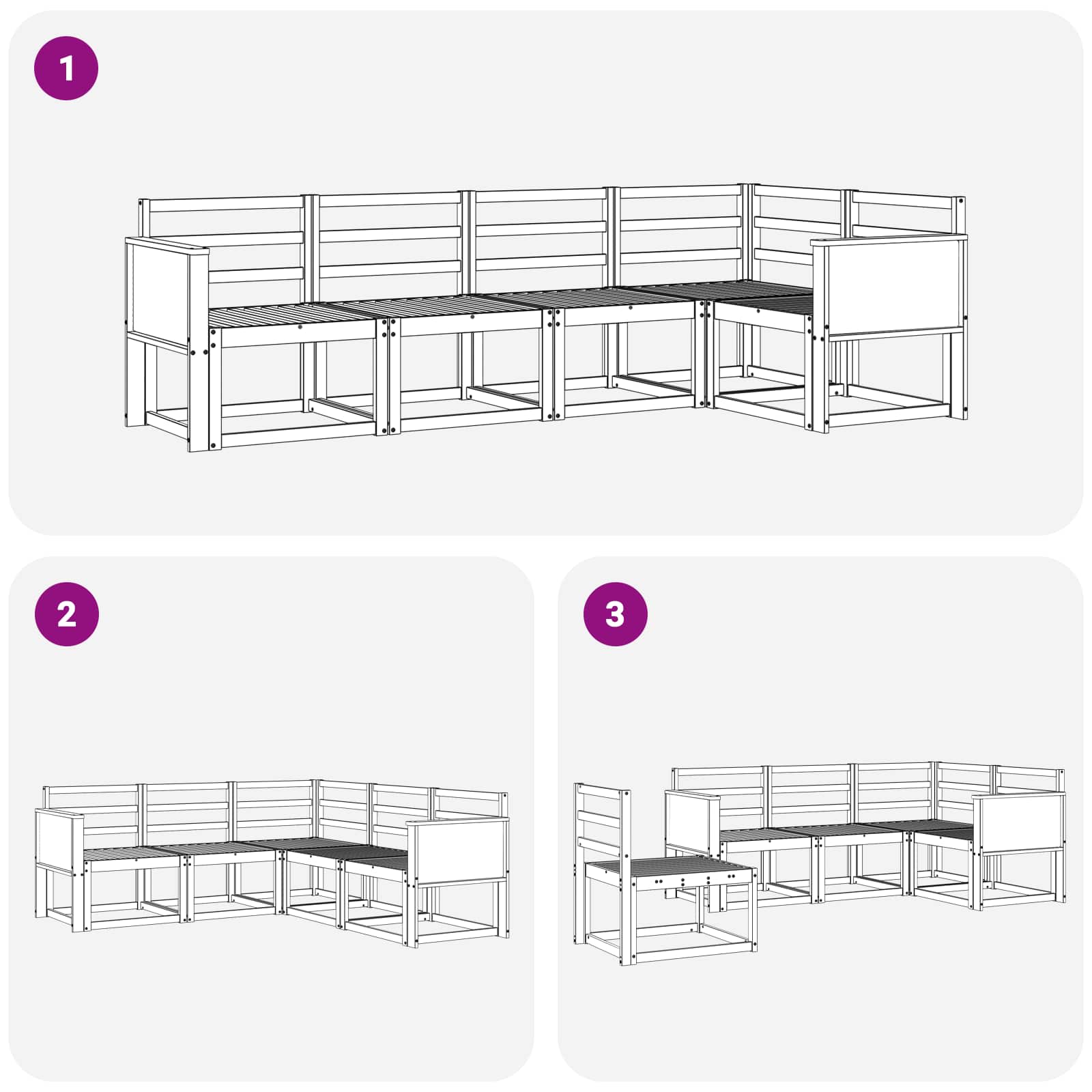 Conjunto de sofás de exterior 5 pcs Natural