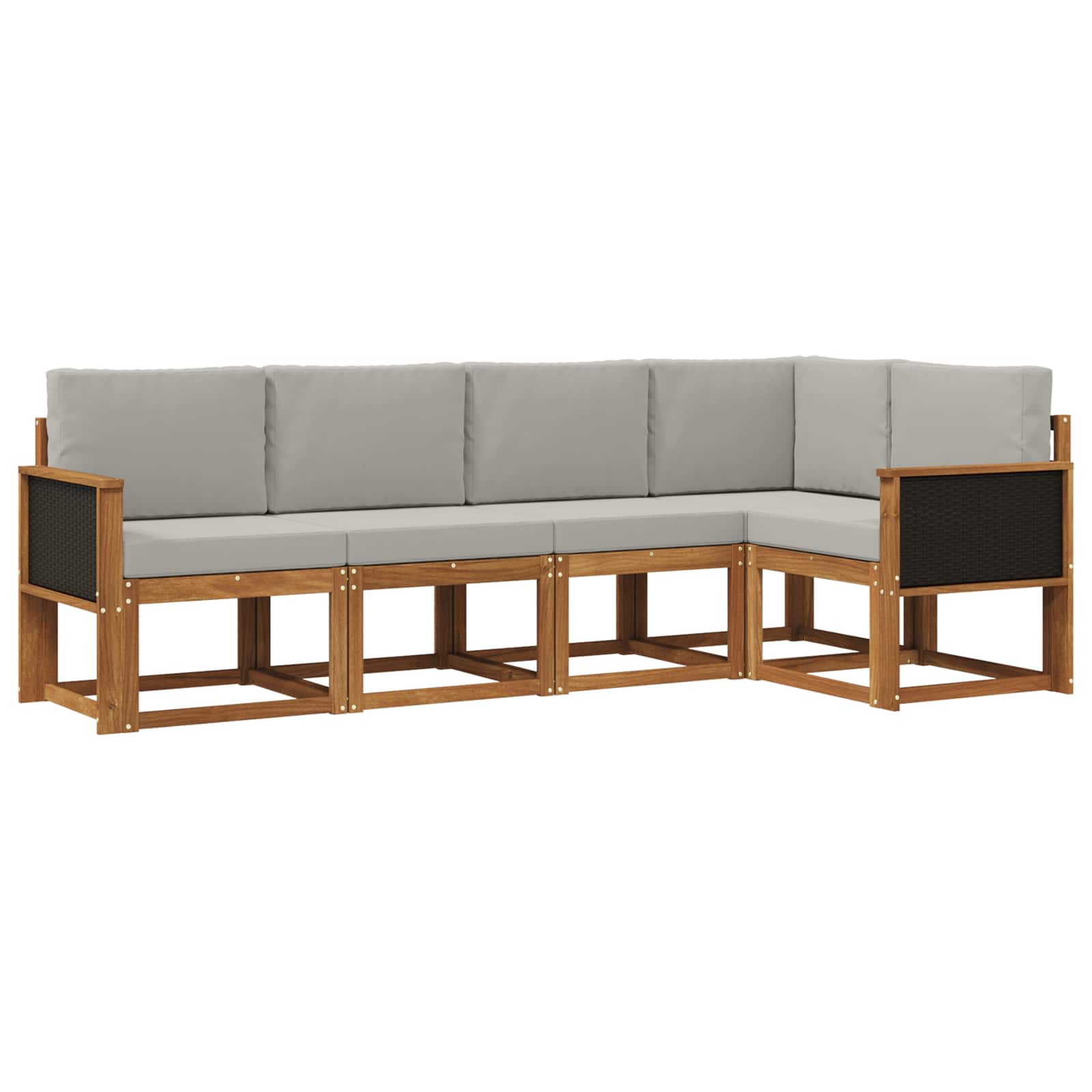 Conjunto de sofás de exterior 5 pcs Natural y Gris Claro