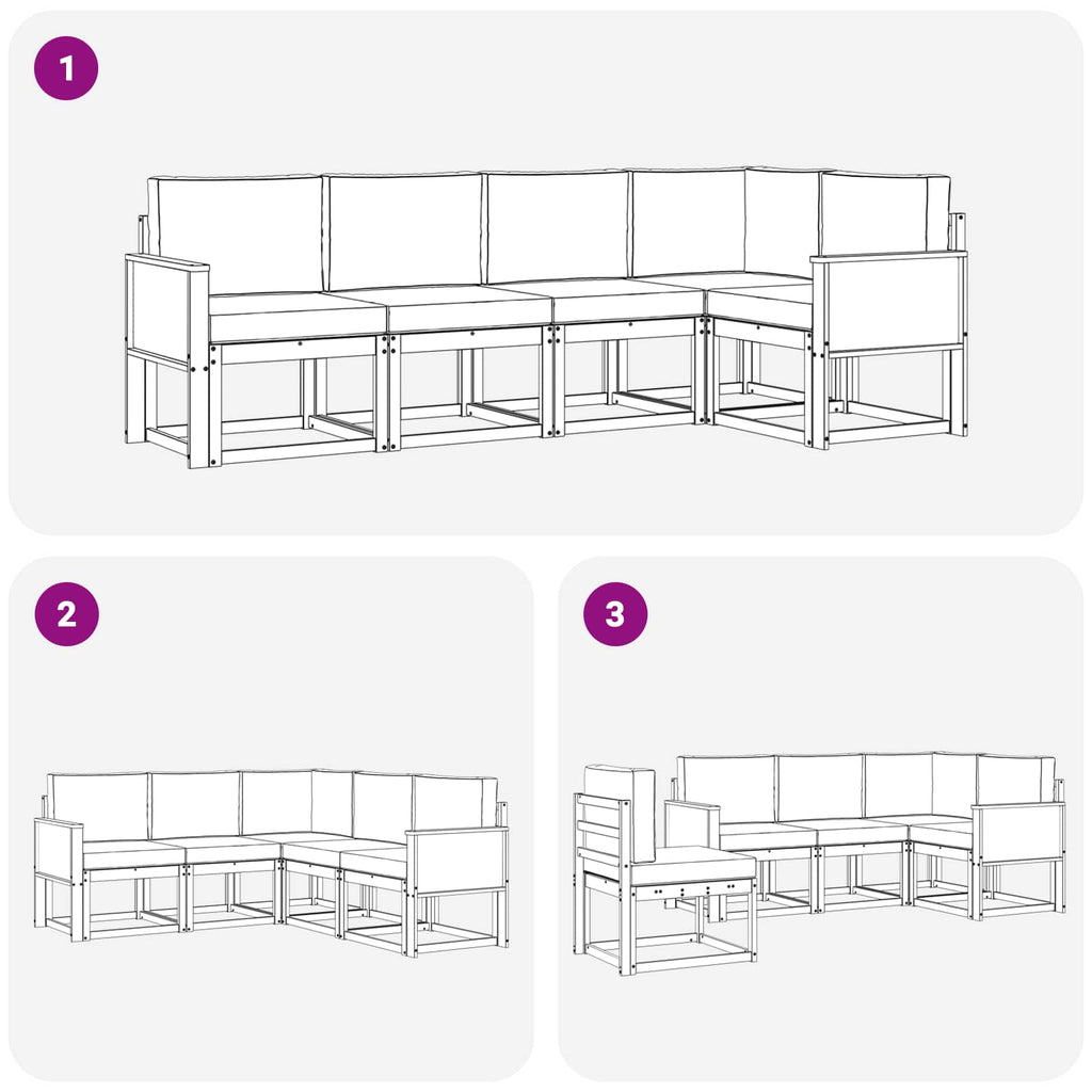 Conjunto de sofás de exterior 5 pcs Natural y Gris Claro