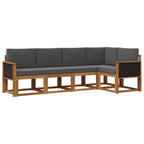 Conjunto de sofás de exterior 5 pcs Natural y Antracita