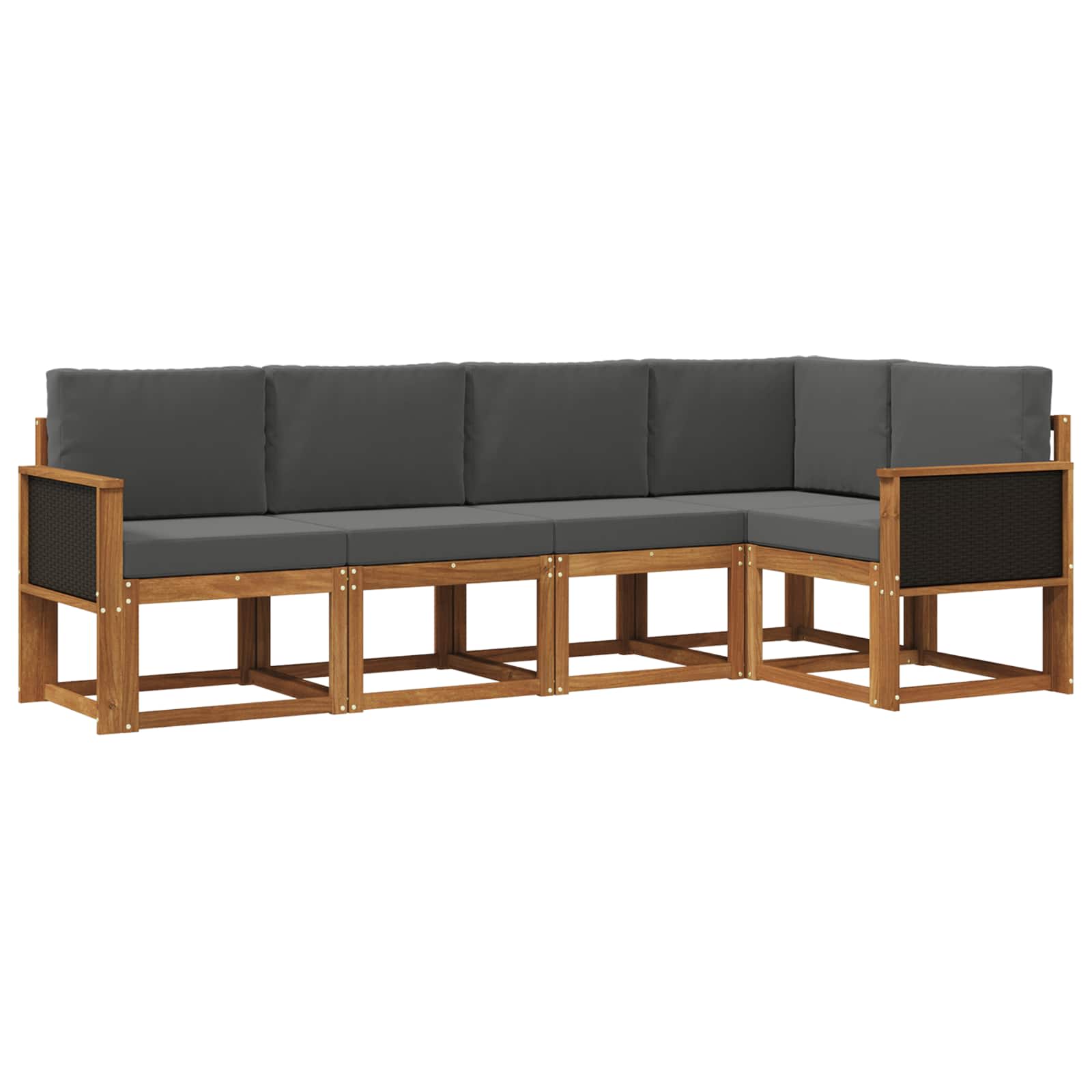 Conjunto de sofás de exterior 5 pcs Natural y Antracita