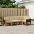 Conjunto de sofás de exterior 5 pcs Natural y Beige Poliéster