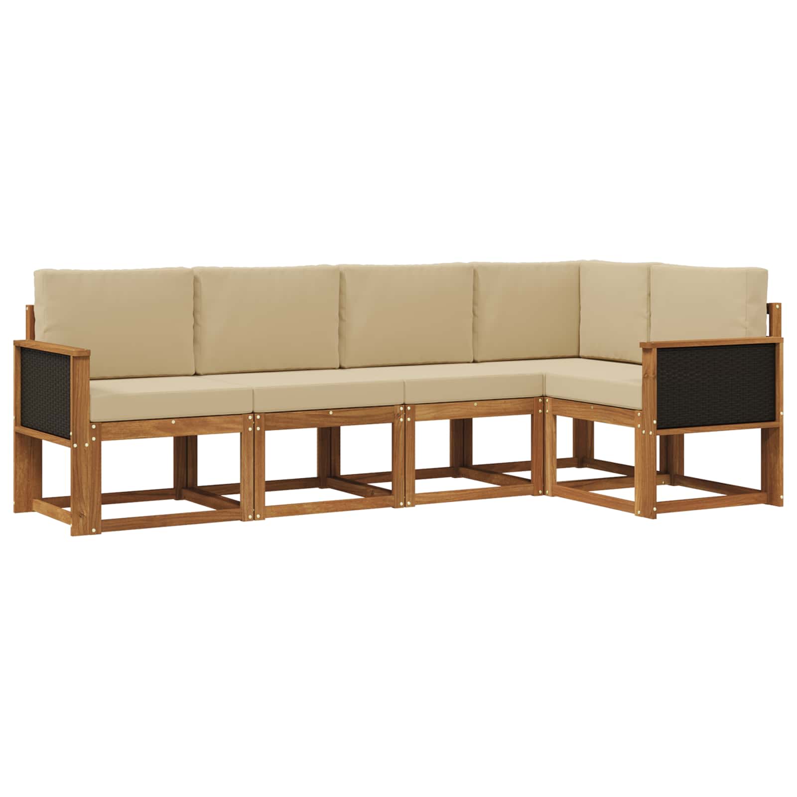 Conjunto de sofás de exterior 5 pcs Natural y Beige Poliéster
