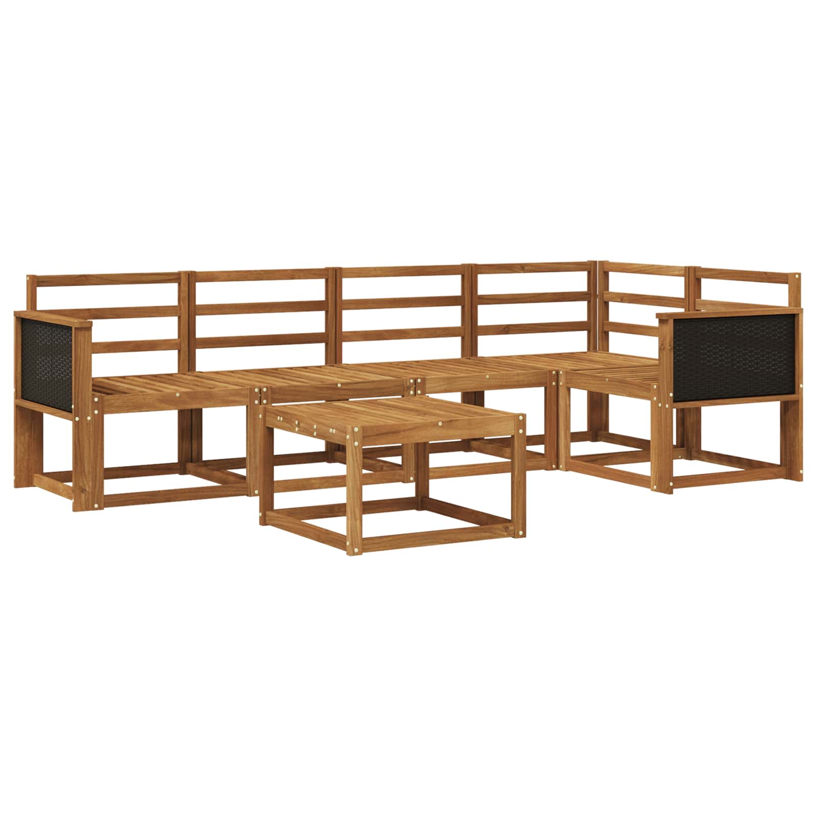 Conjunto de sofás de exterior 6 pcs Natural