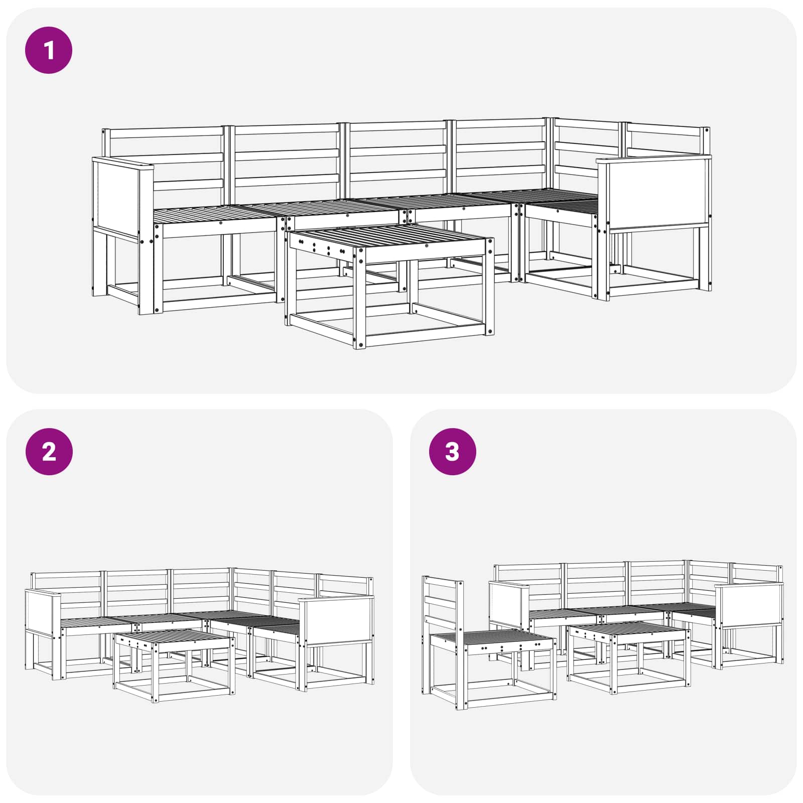 Conjunto de sofás de exterior 6 pcs Natural