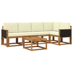 Conjunto de sofás de exterior con cojín 6 pcs Natural y Crema