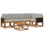 Conjunto de sofás de exterior 6 pcs Natural y Gris Claro