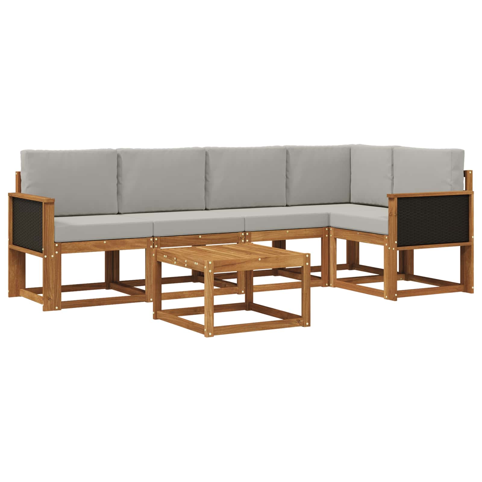 Conjunto de sofás de exterior 6 pcs Natural y Gris Claro