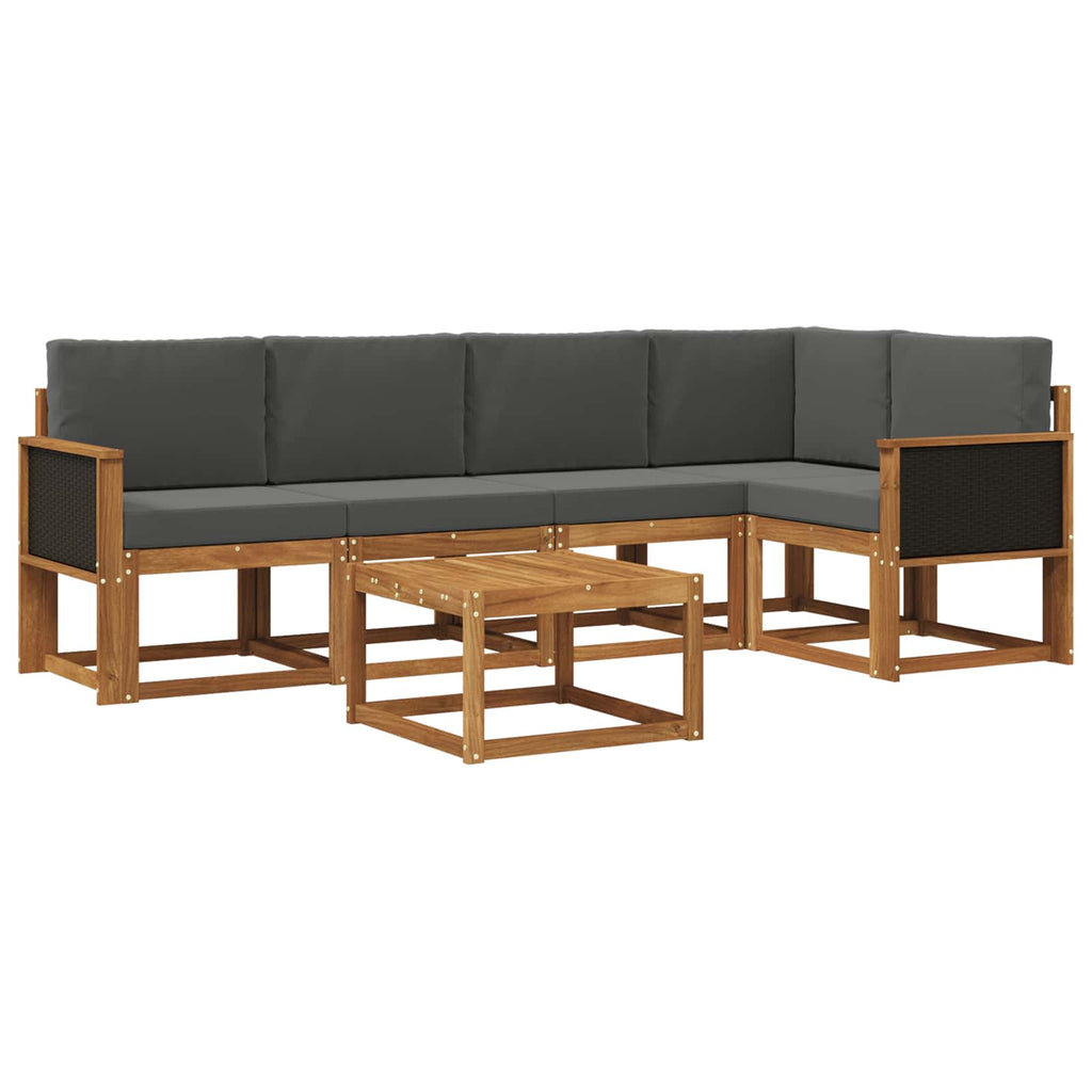 Conjunto de sofás de exterior 6 pcs Natural y Antracita