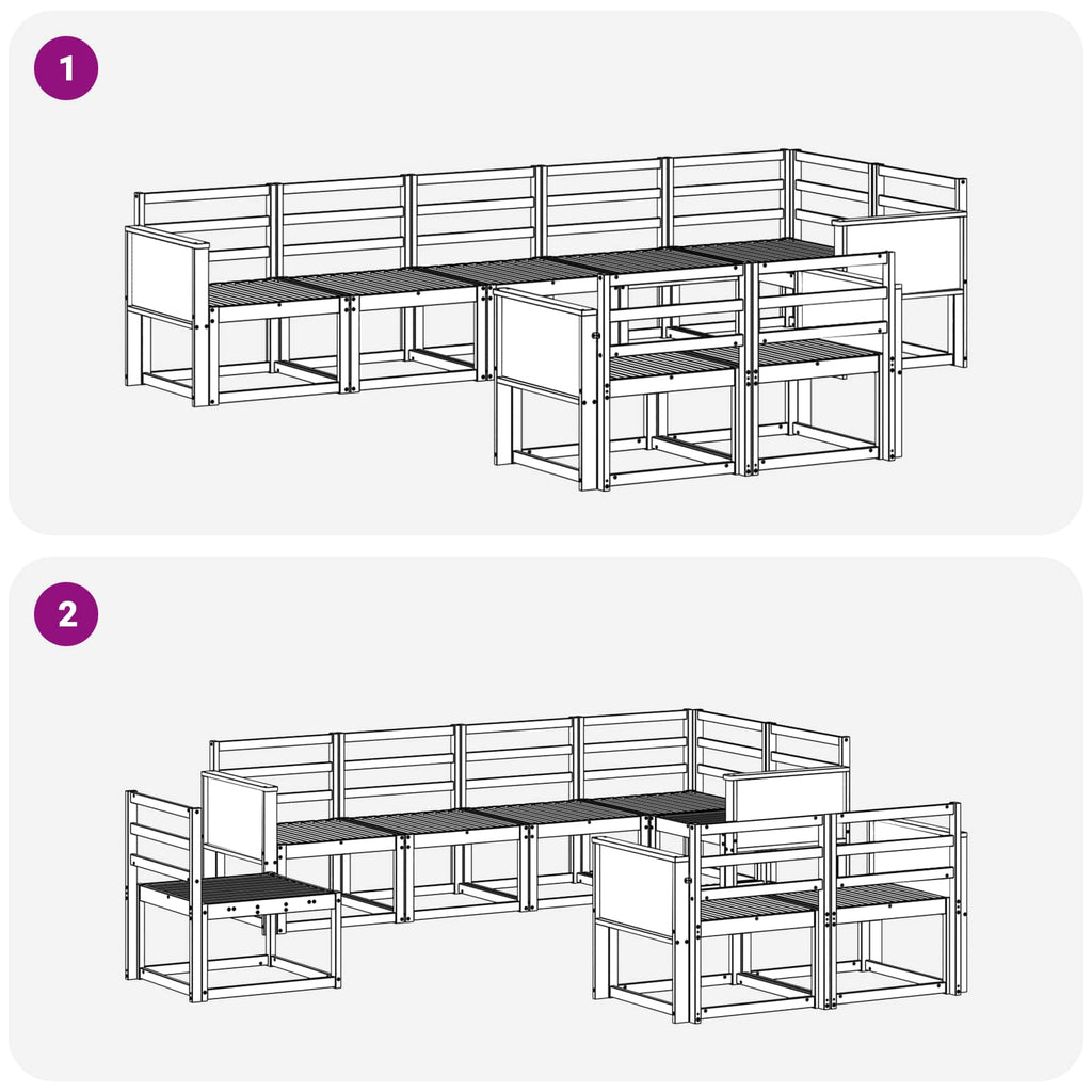 Conjunto de sofás de exterior 8 pcs Natural