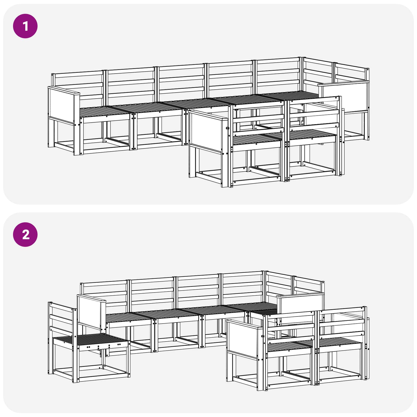 Conjunto de sofás de exterior 8 pcs Natural