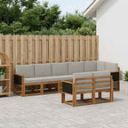 Conjunto de sofás de exterior 8 pcs Natural y Gris Claro