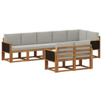 Conjunto de sofás de exterior 8 pcs Natural y Gris Claro