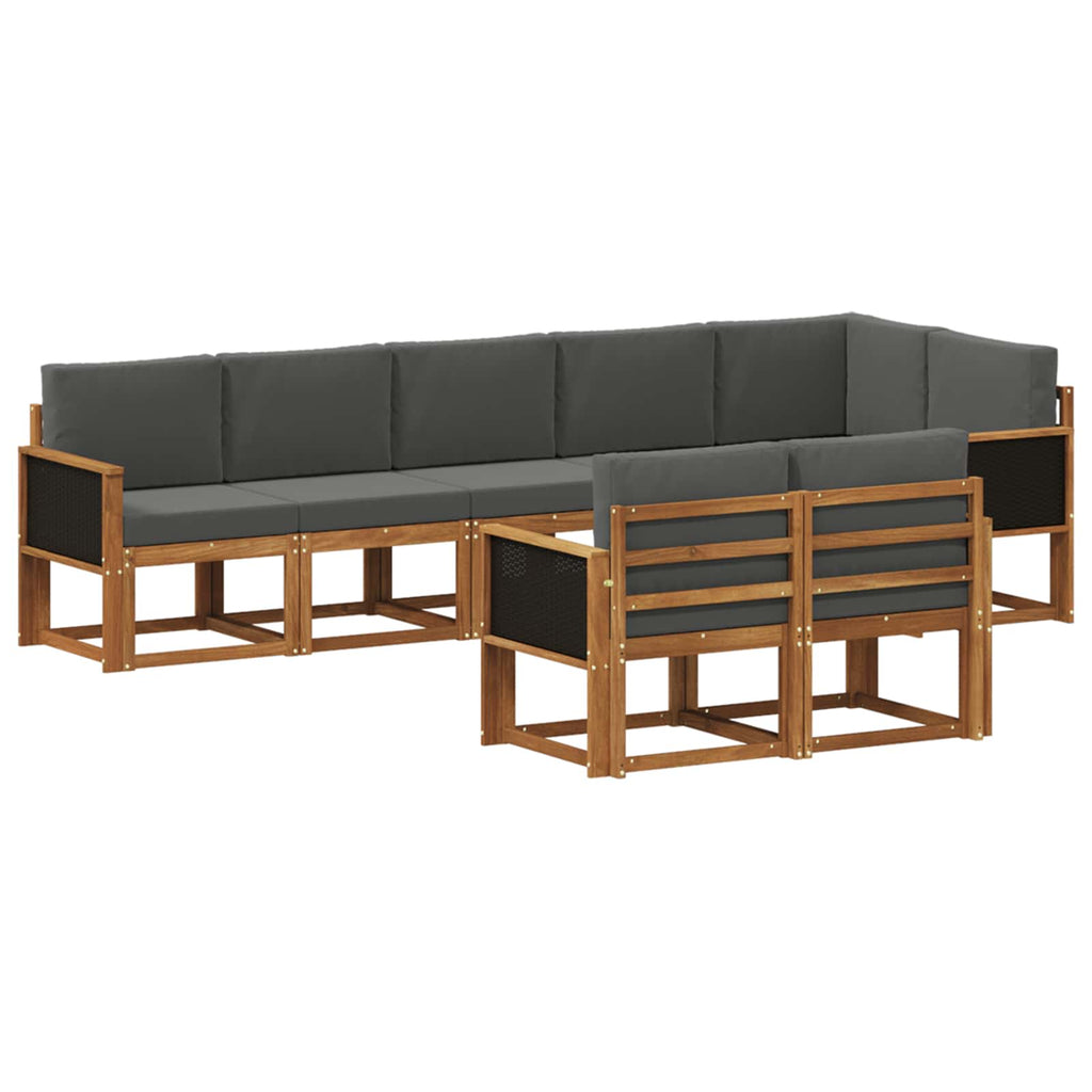 Conjunto de sofás de exterior 8 pcs Natural y Antracita