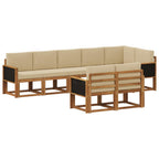 Conjunto de sofás de exterior 8 pcs Natural y Beige Poliéster