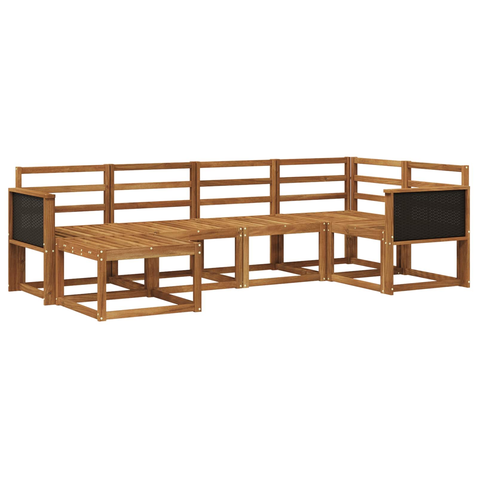 Conjunto de sofás de exterior 6 pcs Natural