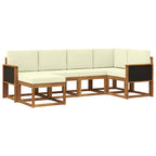 Conjunto de sofás de exterior 6 pcs Natural y Crema