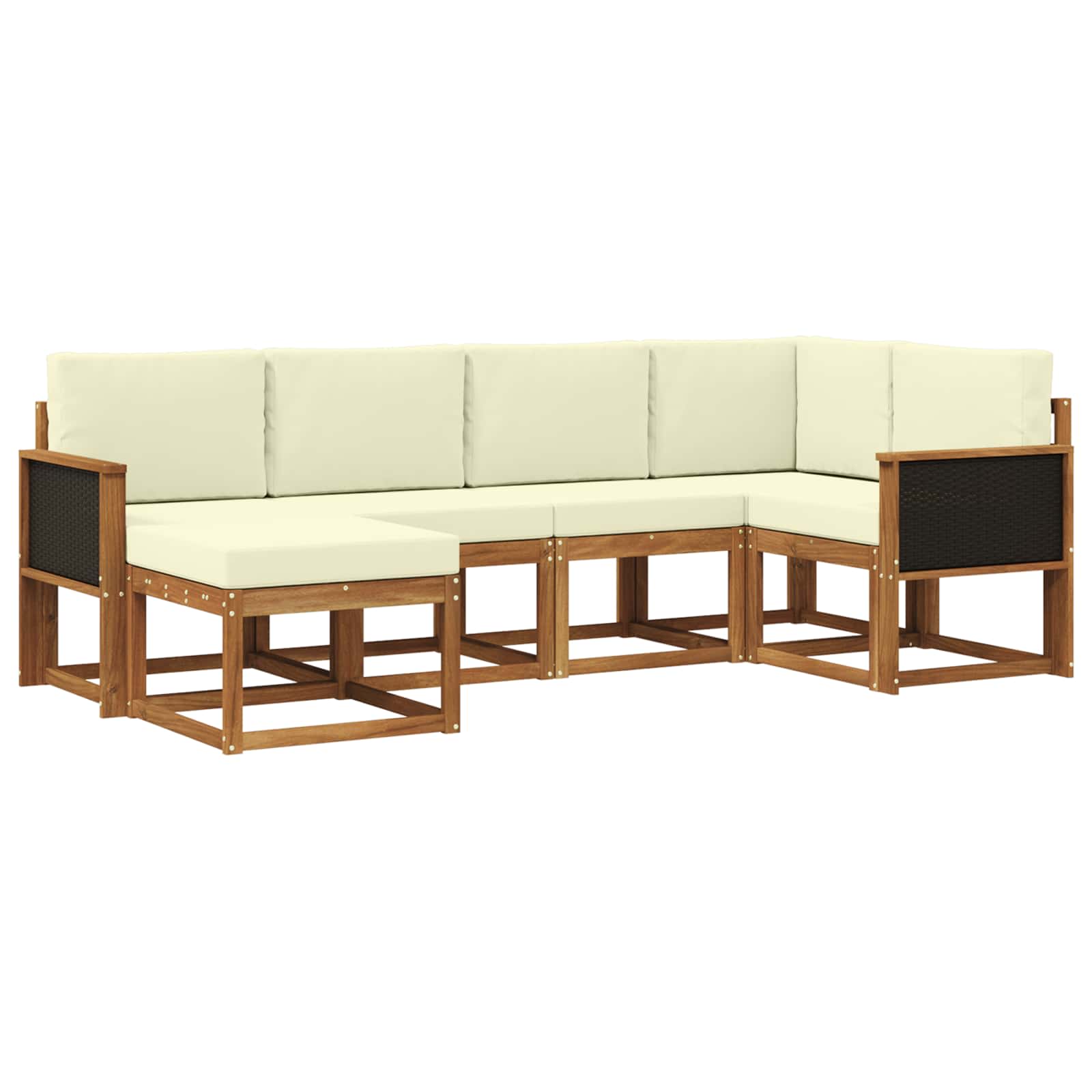 Conjunto de sofás de exterior 6 pcs Natural y Crema