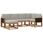 Conjunto de sofás de exterior 6 pcs Natural y Gris Claro