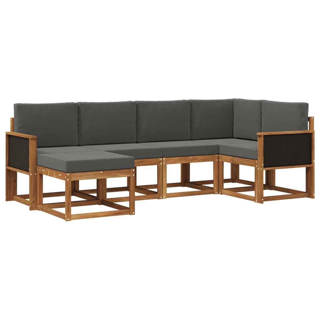 Conjunto de sofás de exterior 6 pcs Natural y Antracita