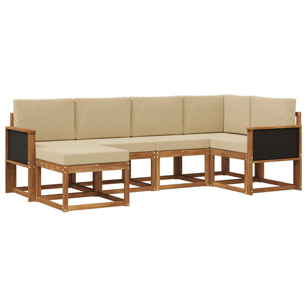 Conjunto de sofás de exterior 6 pcs Natural y Beige