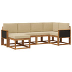 Conjunto de sofás de exterior 6 pcs Natural y Beige