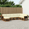 Conjunto de sofás de exterior con cojín 8 pcs Natural y Crema