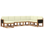 Conjunto de sofás de exterior con cojín 8 pcs Natural y Crema