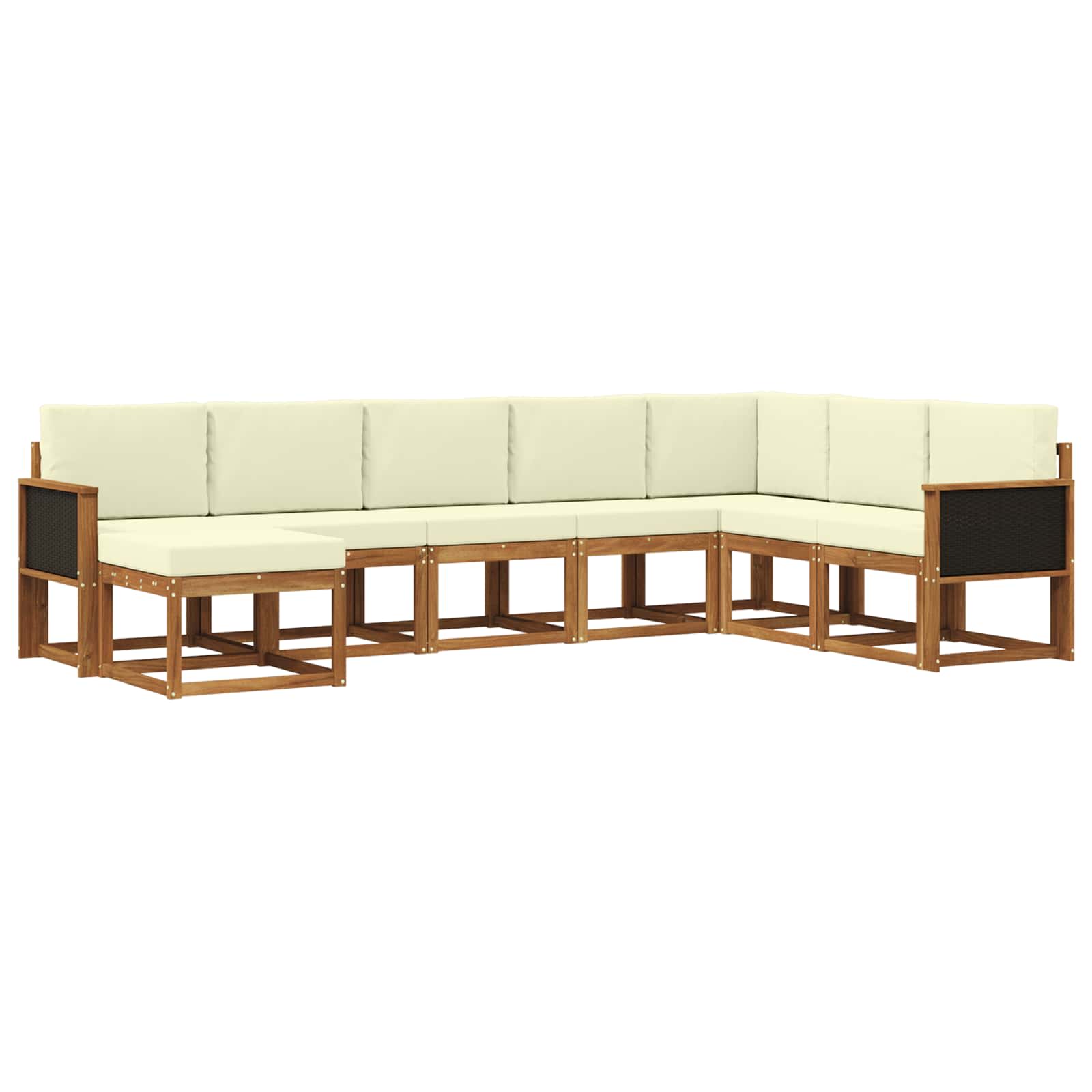 Conjunto de sofás de exterior con cojín 8 pcs Natural y Crema
