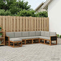 Conjunto de sofás de exterior 8 pcs Natural y Gris Claro