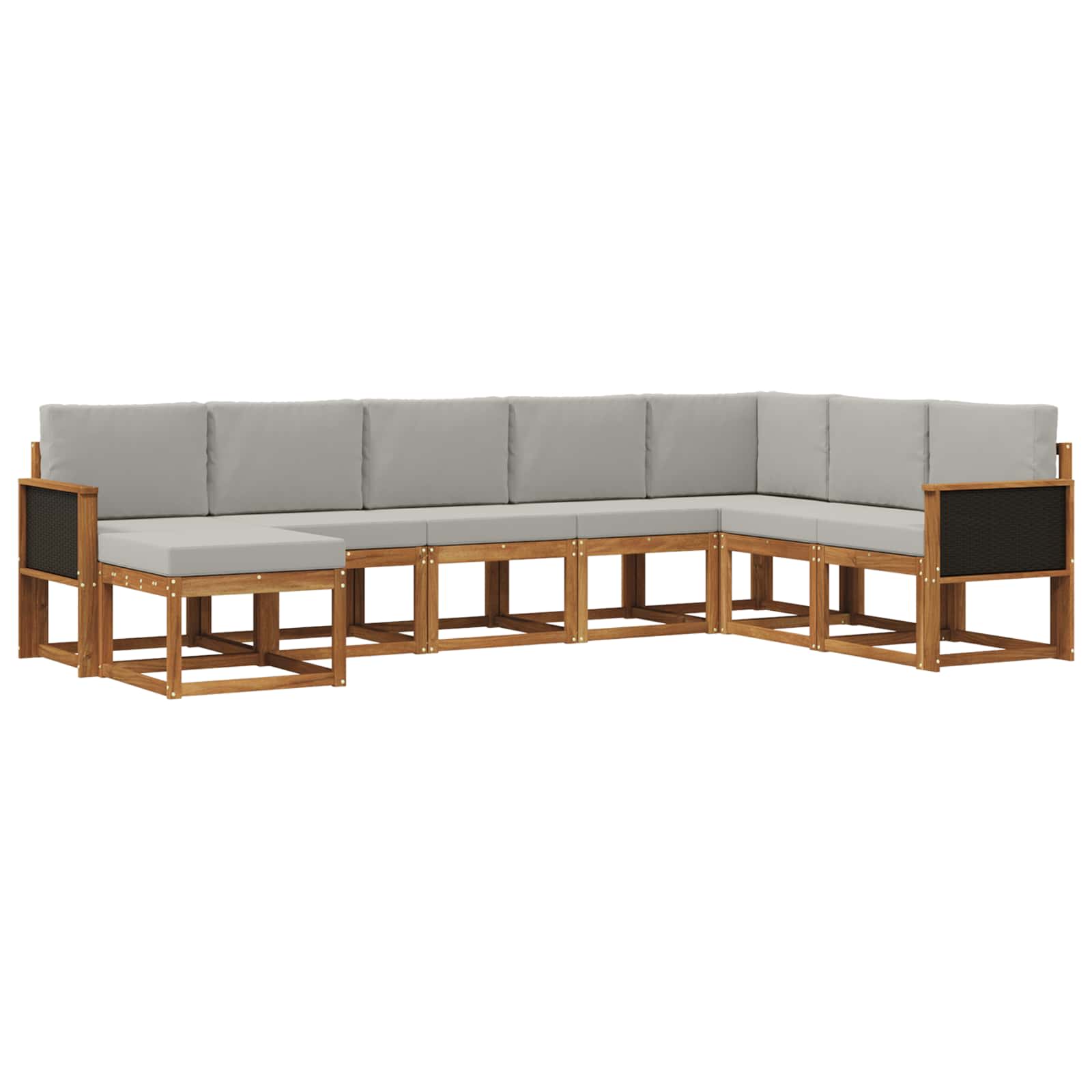 Conjunto de sofás de exterior 8 pcs Natural y Gris Claro