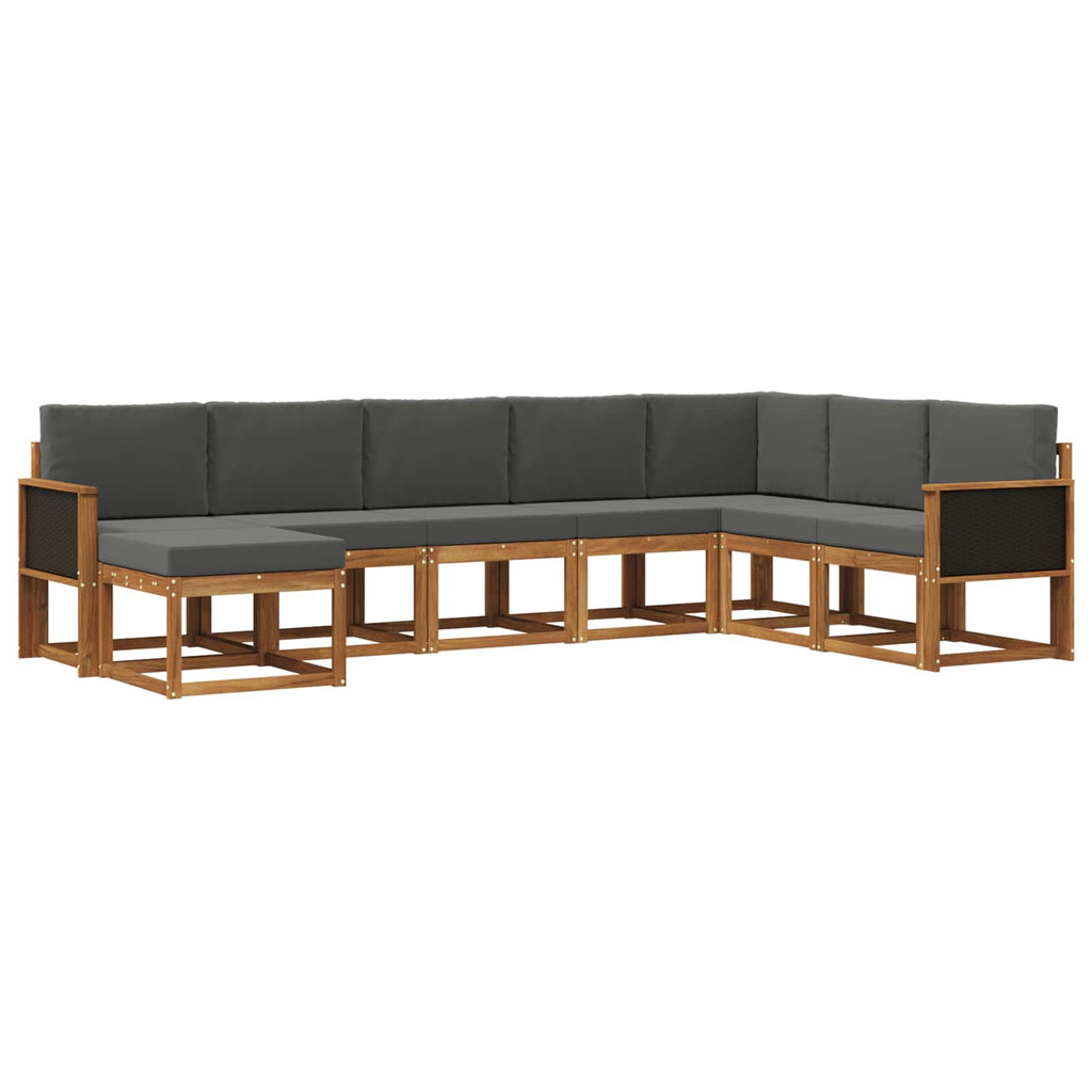 Conjunto de sofás de exterior 8 pcs Natural y Antracita