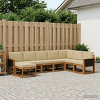 Conjunto de sofás de exterior con cojín 8 pcs Natural y Beige