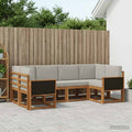Conjunto de sofás de exterior 6 pcs Natural y Gris Claro