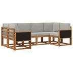 Conjunto de sofás de exterior 6 pcs Natural y Gris Claro
