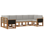 Conjunto de sofás de exterior 7 pcs Natural y Gris Claro