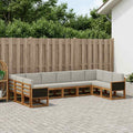 Conjunto de sofás de exterior 10 pcs Natural y Gris Claro