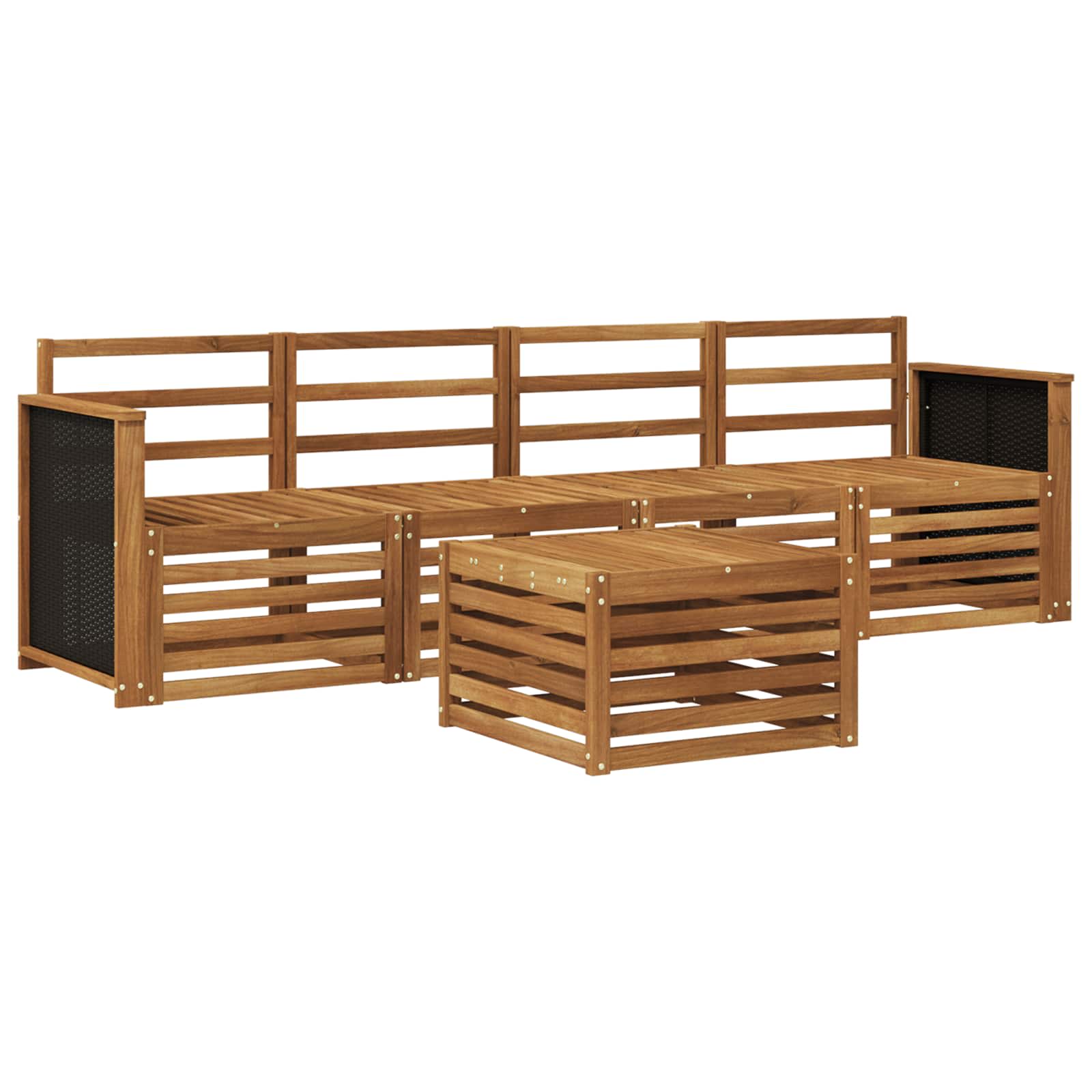 Conjunto de sofás de exterior 5 pcs Natural