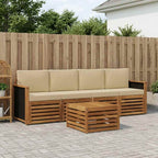 Conjunto de sofás de exterior con cojín 5 pcs Natural y Beige