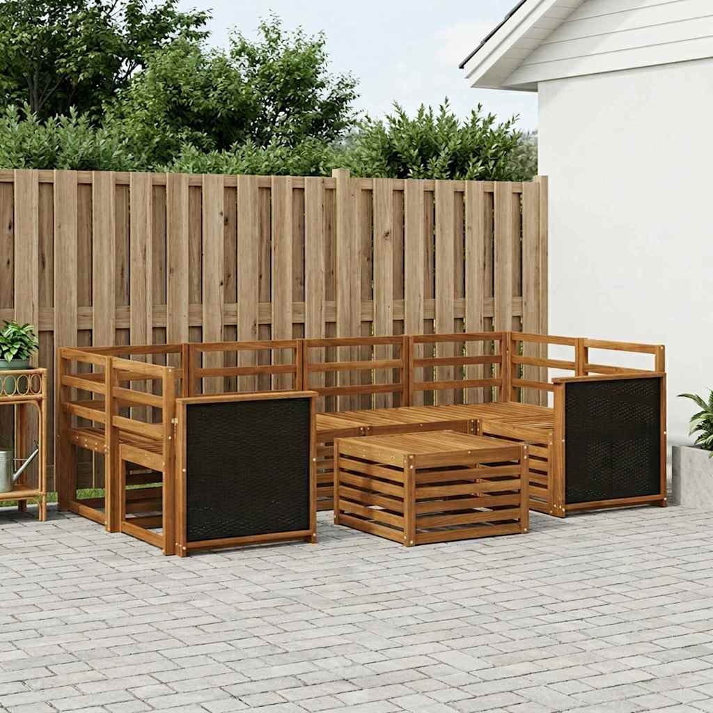 Conjunto de sofás de exterior 7 pcs Blanco y Antracita