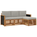 Conjunto de sofás de exterior 4 pcs Natural y Gris Claro