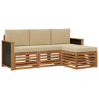Conjunto de sofás de exterior con cojín 4 pcs Natural y Beige