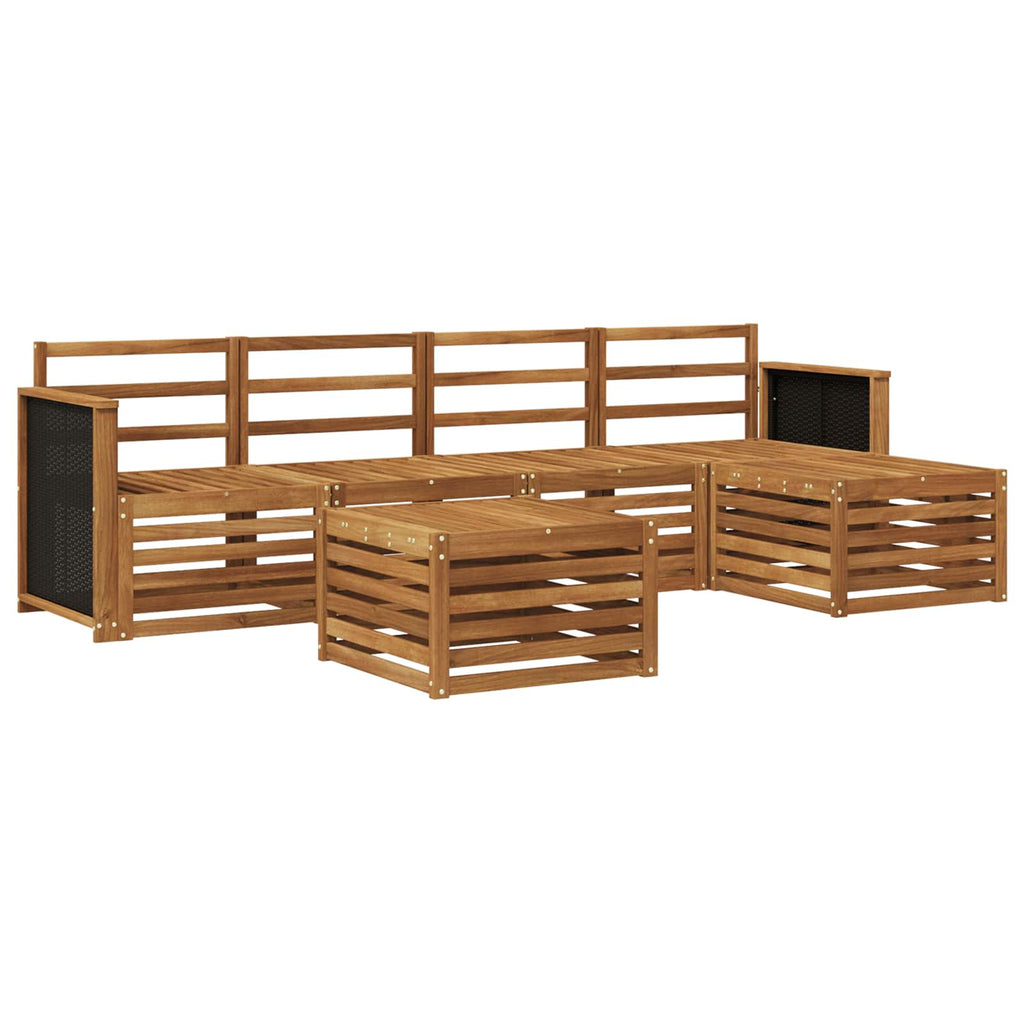 Conjunto de sofás de exterior 6 pcs Natural
