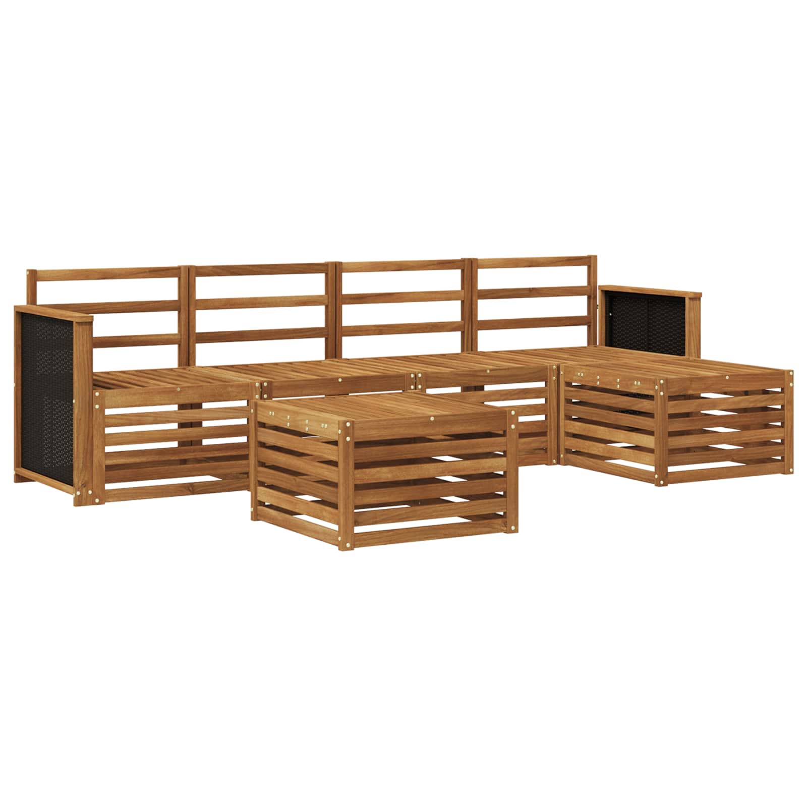 Conjunto de sofás de exterior 6 pcs Natural